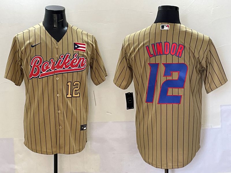 Men Puerto Rico #12 Lindor Brown Stripe Joint Name 2025 Nike MLB Jersey style 3->more jerseys->MLB Jersey